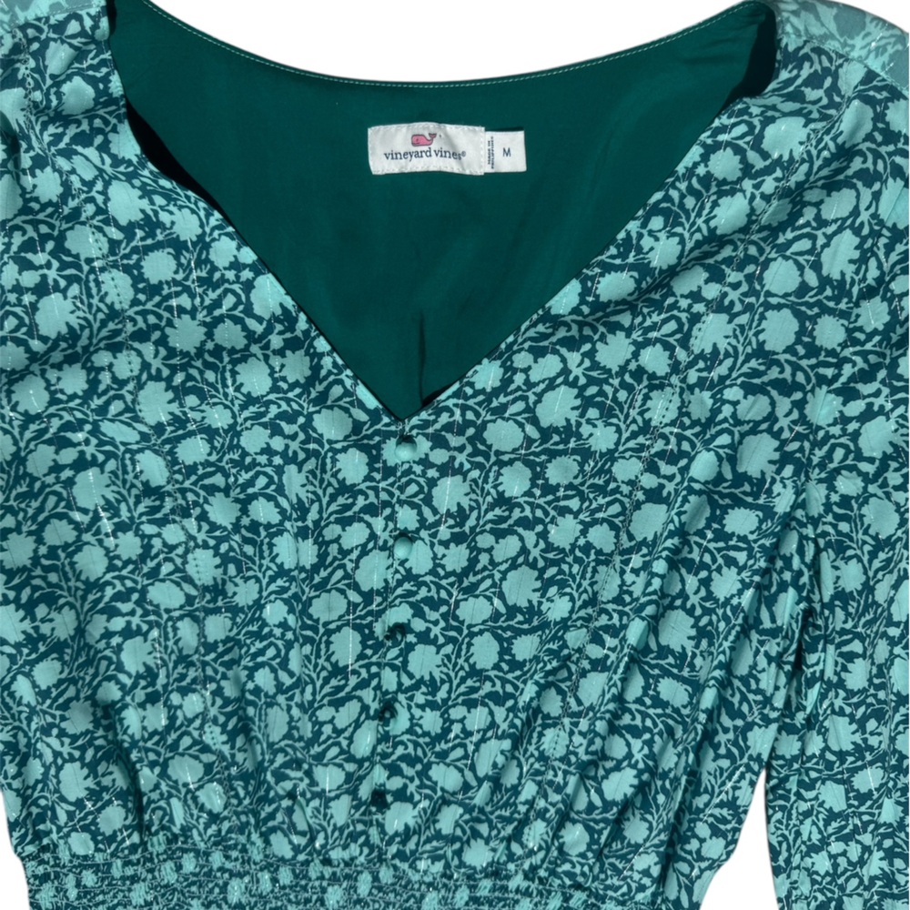 Vineyard Vines Teal Dress Cinched - Size Medium - Picture 3 of 6